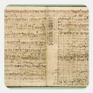 Seiten von der Kerbe der 'Kunst des Fugue Quadratischer Aufkleber