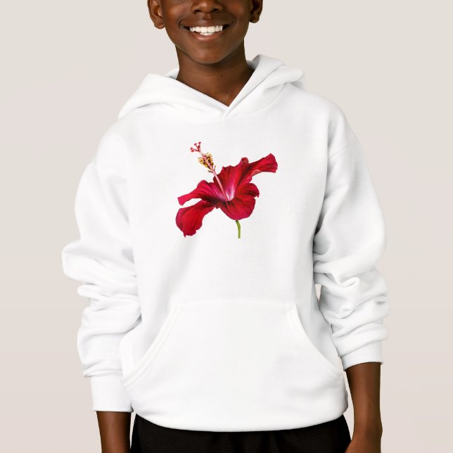 Seitenansicht der Blume des roten Hibiskus Hoodie (Vorderseite)