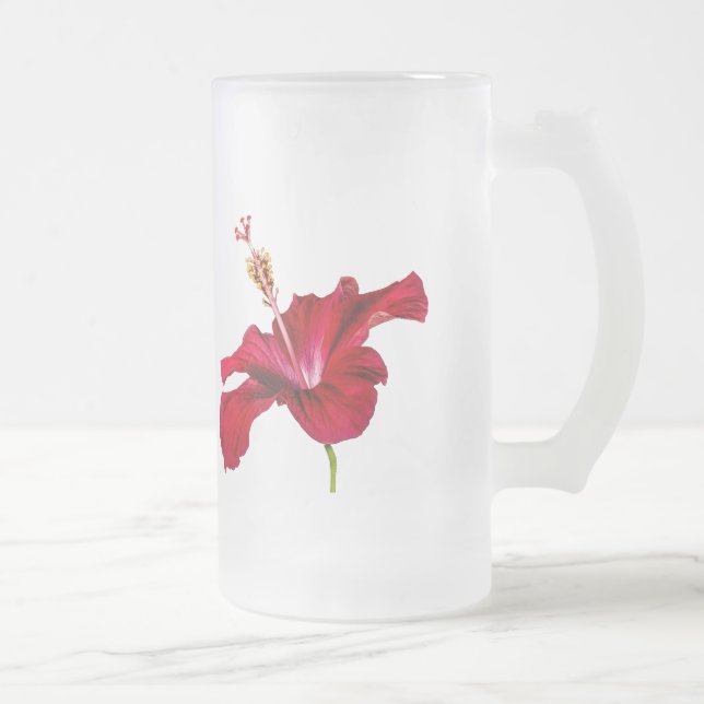 Seitenansicht der Blume des roten Hibiskus Mattglas Bierglas (Rechts)