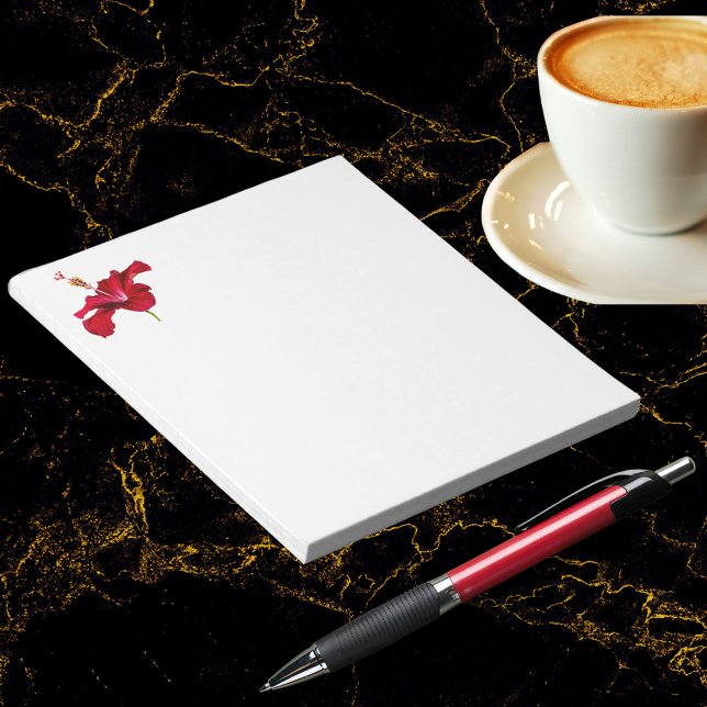 Seitenansicht der Blume des roten Hibiskus Notizblock (Red Hibiscus Flower Side View Notepad)