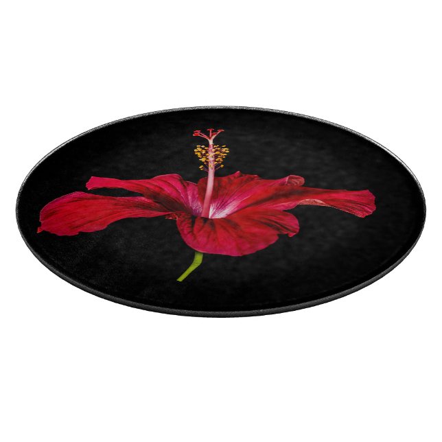 Seitenansicht der Blume des roten Hibiskus Schneidebrett (Ecke)
