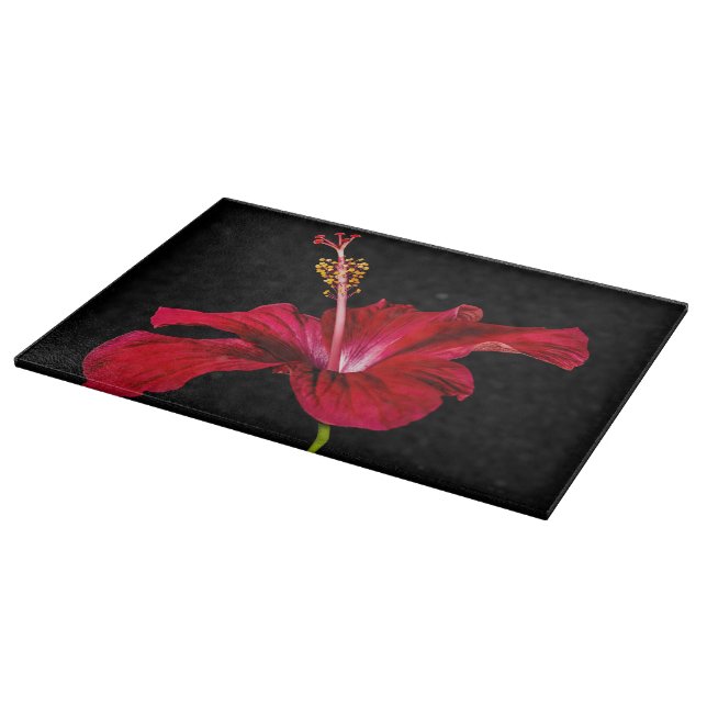 Seitenansicht der Blume des roten Hibiskus Schneidebrett (Ecke)