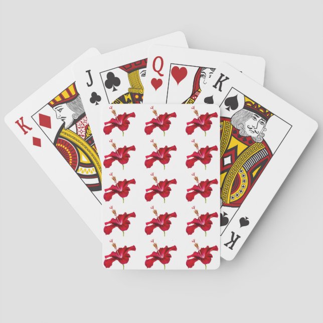 Seitenansicht der Blume des roten Hibiskus Spielkarten (Rückseite)