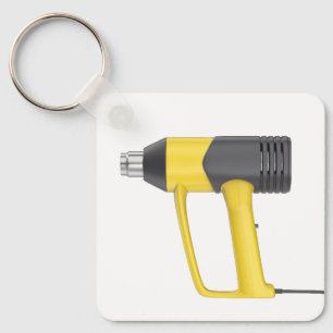 Seitenansicht einer gelben elektrischen Heißluftpi Schlüsselanhänger