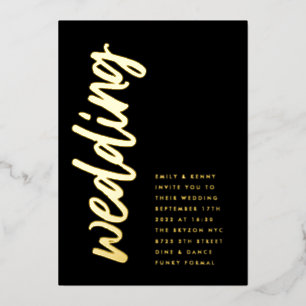 Seitenwege Onyx Hochzeit echte GOLD Foil Einladung