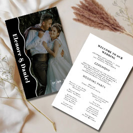 Seitenwelle | Schwarz-Weiß | Hochzeitsprogramm für