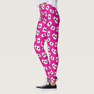Seitenwinkel rosa und weiße Kartenmuster Leggings