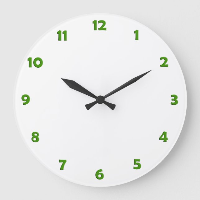 Seitenzahlen - grün große wanduhr (Vorderseite)