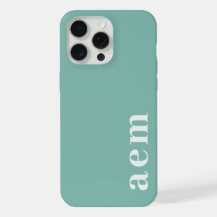 Seitige Monogramm-Initialen Türkisblau Minimalisti iPhone 15 Pro Max Hülle