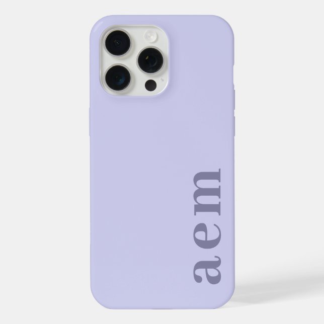 Seitiges Monogramm Initialen Heather Blau Minimali iPhone 15 Pro Max Hülle (Rückseite)