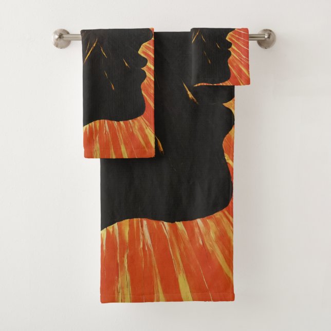 Seitliche Seite und Sonne | Metaphysische Kunst de Badhandtuch Set (Insitu)