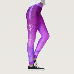 Seitliche Streifen auf glänzender Lila Grunge Leggings