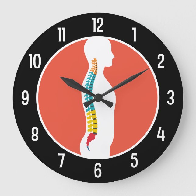 Seitliche Wirbelsäule auf der Silhouette Moderne C Große Wanduhr (Vorderseite)