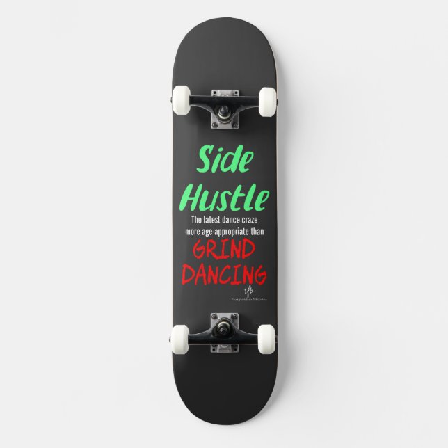 Seitlicher Hustle gegen grind tanzende Neon Green  Skateboard (Vorderseite)