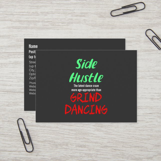 Seitlicher Hustle gegen grind tanzende Neon Green  Visitenkarte (Vorderseite/Rückseite Beispiel)