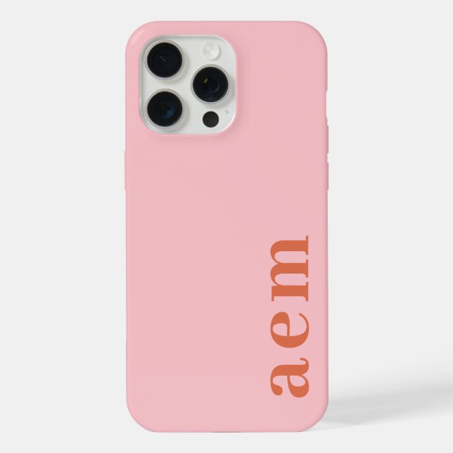 Seitliches Monogramm Initialen Rosa & Rot Minimali iPhone 15 Pro Max Hülle (Rückseite)
