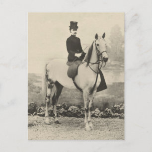 Seitliches Sattelreiten in den 1800er Jahren Postkarte