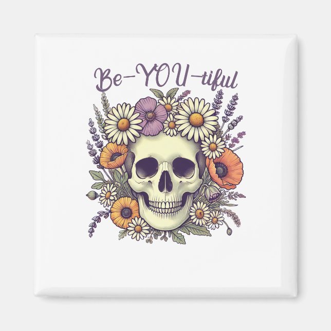SeiYoutiful Skull & Blume Magnet (Vorne)