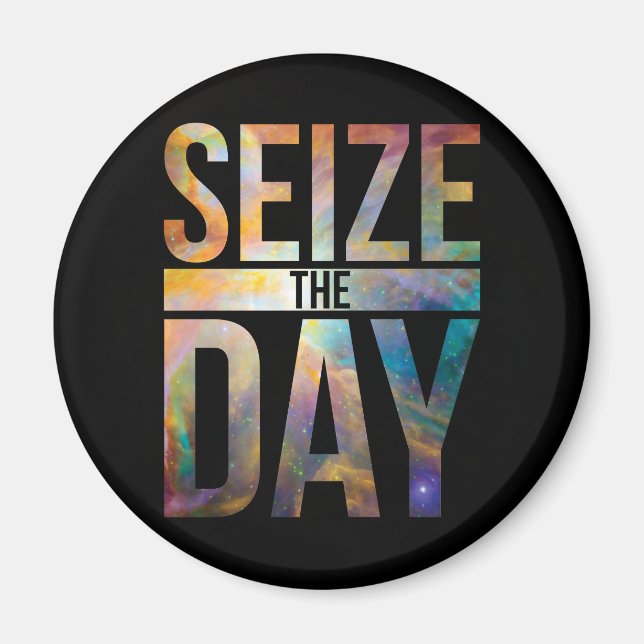 Seize den Tag Schwarz Magnet (Vorne)