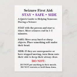 Seizure First Aid Card Karte