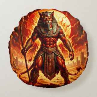 Sekhmet – Löwenköpfige Kriegsgöttin´1 Rundes Kissen
