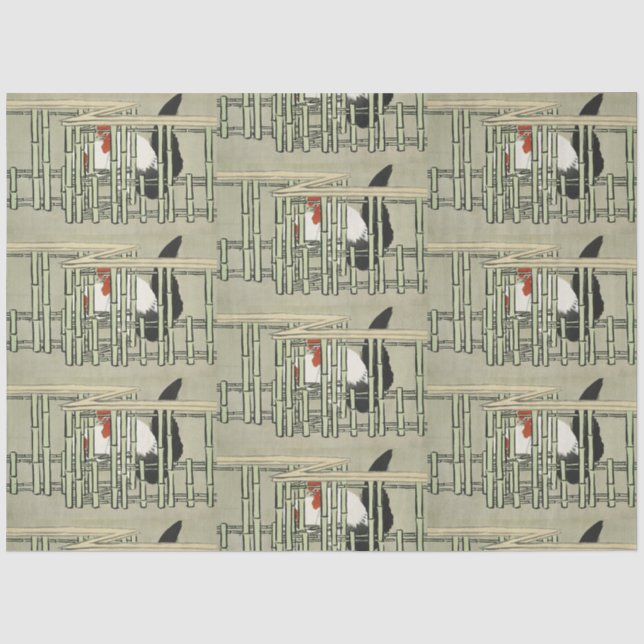 Sekka Roosters aus Momoyogusa japanische Kunst Seidenpapier (Vorderseite)