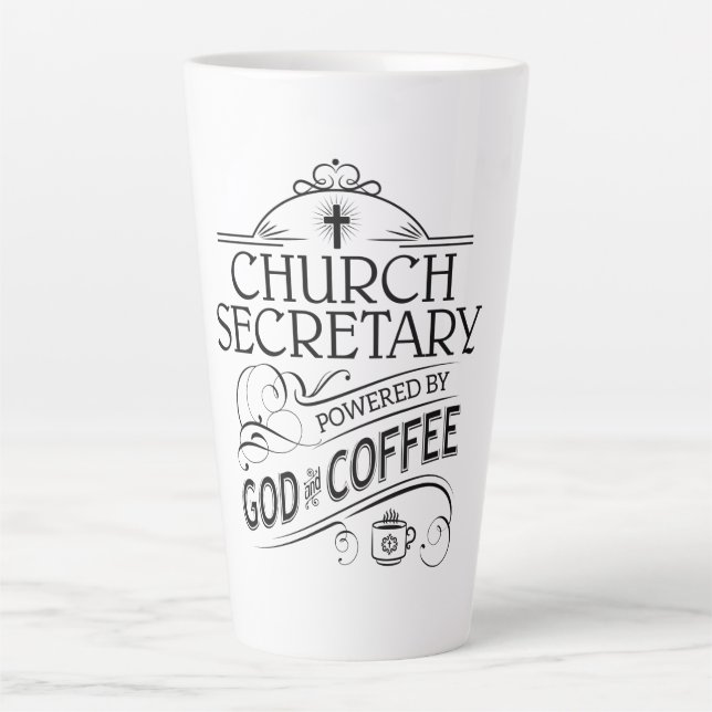 Sekretär der Kirche mit Gottes Stimme und Kaffee Milchtasse (Vorderseite)