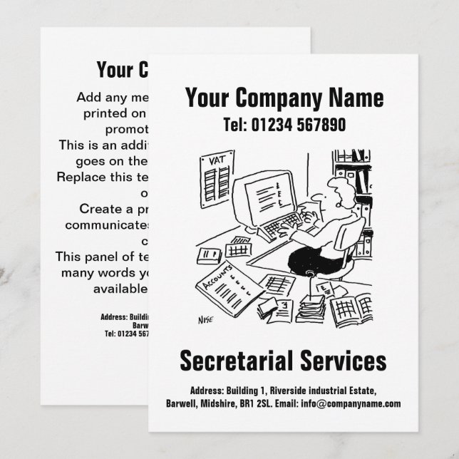 Sekretariatsservice Cartoon Design Card Feiertagskarte (Vorne/Hinten)