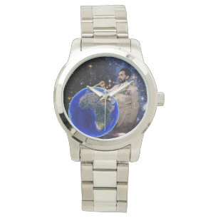 Selassie Rasta Reggae Ethiopia Mens Silver Watch Armbanduhr