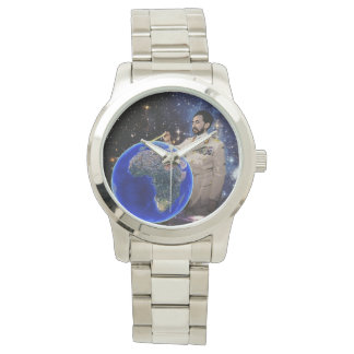 Selassie Rasta Reggae Ethiopia Mens Silver Watch Armbanduhr