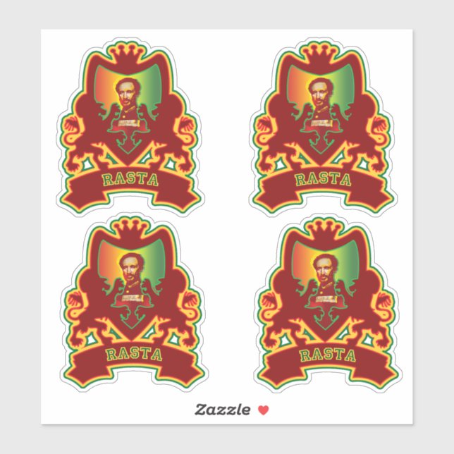Selassie Rasta Wappen Design Aufkleber (Blatt)