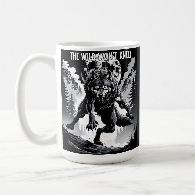 Selbst der Mond fürchtet mein Schweigen" - Wolf Zi Kaffeetasse (Links)