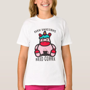 Selbst Einhörner brauchen Kaffee Funny Pink Unicor T-Shirt