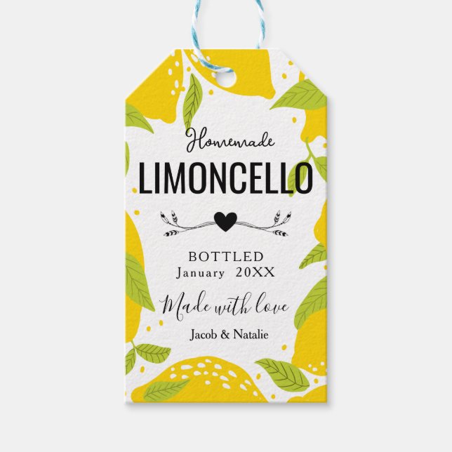 selbst gemachte Limoncello Gastgeschenk Hochzeit L Geschenkanhänger (Vorderseite)