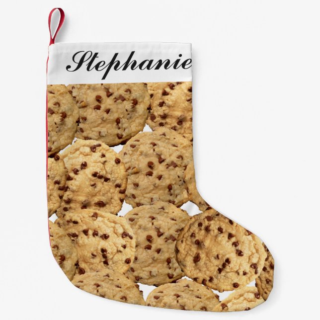 Selbst gemachte Schokoladensplitter-Plätzchen Kleiner Weihnachtsstrumpf (Vorderseite)