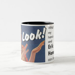 Selbst gemachter "Blick Erik!" Andenken-Tasse Zweifarbige Tasse