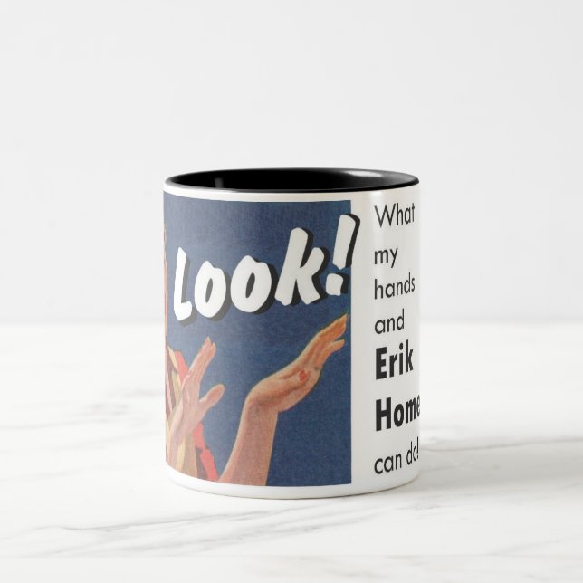 Selbst gemachter "Blick Erik!" Andenken-Tasse Zweifarbige Tasse (Mittel)