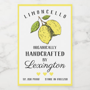 Selbst gemachter Limoncello Likör-kleiner Lebensmitteletikett