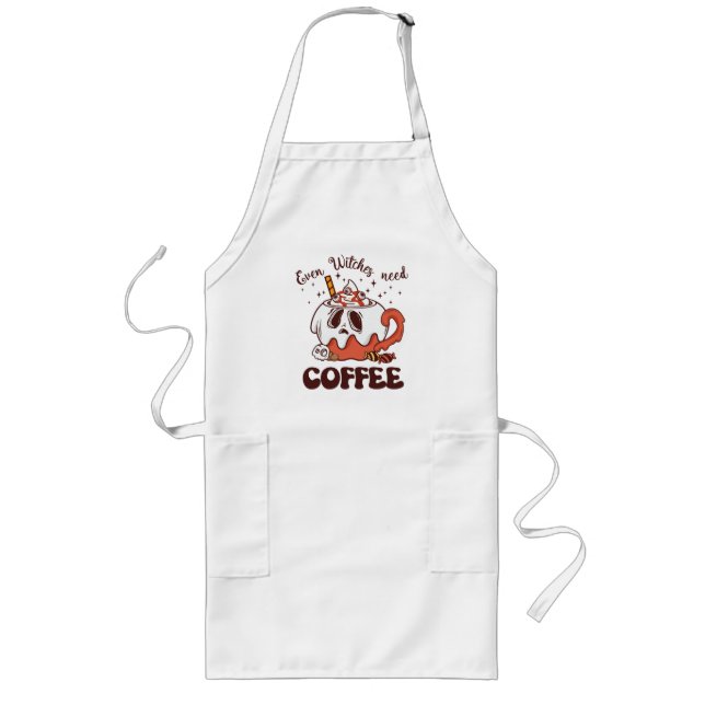 Selbst Hexen brauchen Kaffee Lange Schürze (Vorne)