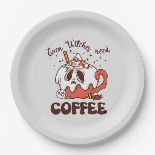 Selbst Hexen brauchen Kaffee Pappteller
