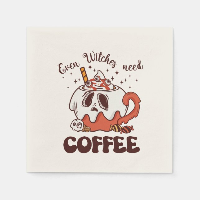 Selbst Hexen brauchen Kaffee Serviette (Vorderseite)