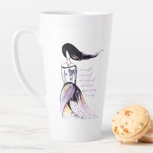 Selbst-LIEBE inspirierend illustrierte Dame Zitat Milchtasse
