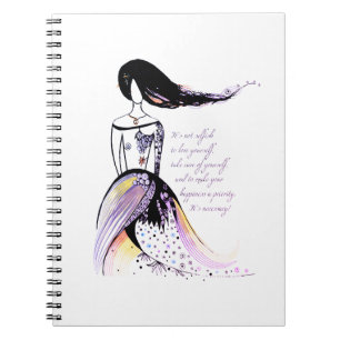 Selbst-LIEBE inspirierend illustrierte Dame Zitat Notizblock