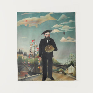 Selbst: Portrait – Landschaft, Henri Rousseau 1890 Wandteppich
