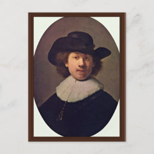 Selbst-Portrait mit großem Awake hat [1]. Nach Rem Postkarte