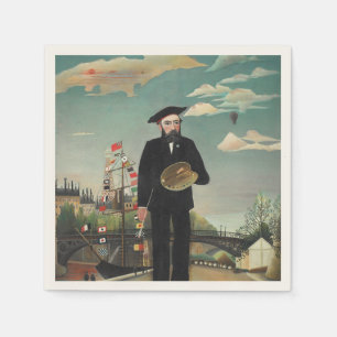 Selbst: Porträt – Landschaft, Henri Rousseau 1890 Serviette