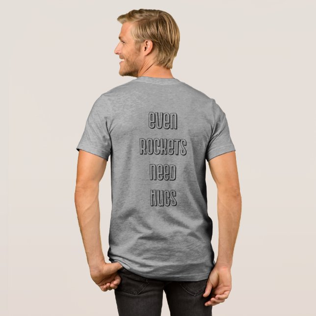 Selbst Raketen brauchen Schläger, Mann und Raketen Tri-Blend Shirt (Rückseite voll)