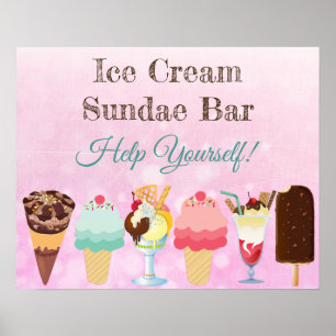 Selbstbedienungs-Eisbecher-Bar-Poster-Schild Poster