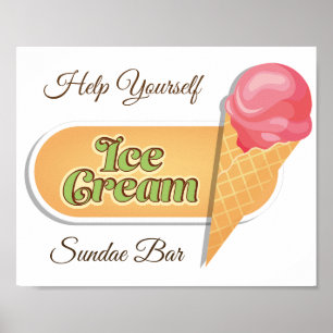 Selbstbedienungs-Eisbecher-Bar-Poster-Schild Poster