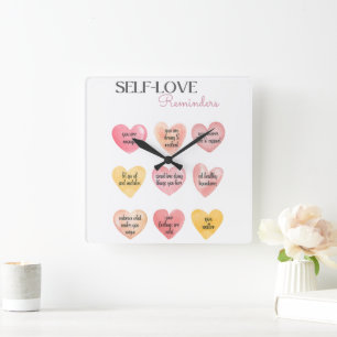 Selbstbestätigung der Liebe notiert Wall Clock Quadratische Wanduhr